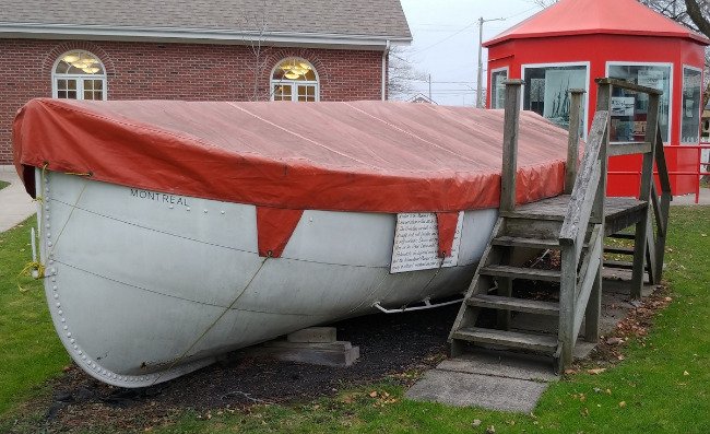 Lifeboat from lake Hochelega on museum grounds