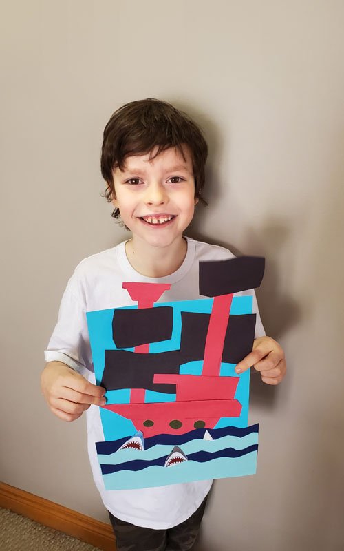 Child with Pirate Ship craft