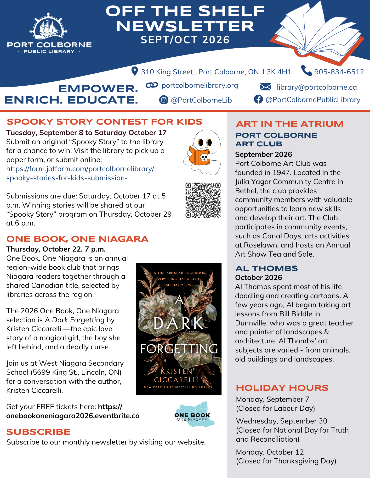Screenshot of current newsletter