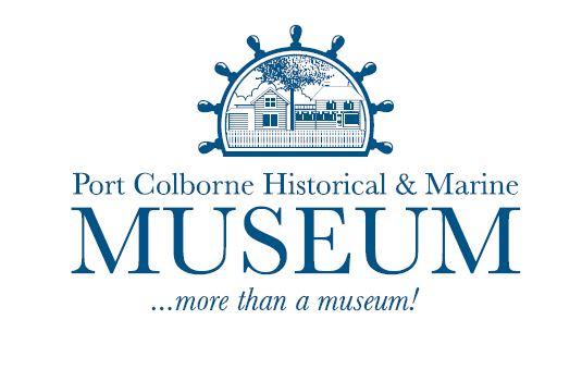 Logo of the Port Colborne Historical &amp; Marine Museum featuring a ship's wheel and text.
